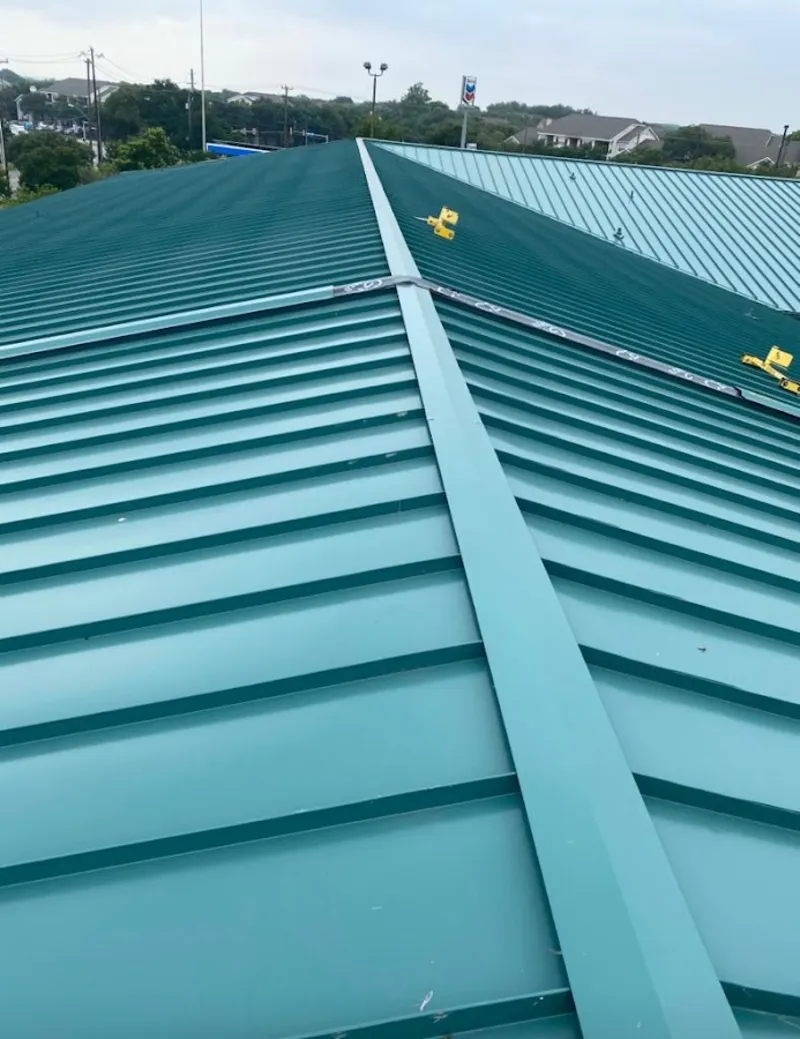 Green commercial metal roof ridge and valley for Metal Roof Repair in West Park